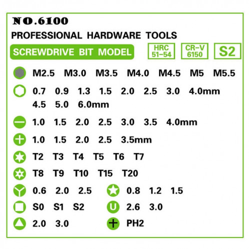 Kit d'outils de réparation d'embout de tournevis de précision en acier à outils S2 60 en 1 (bleu) SH464L1051-011