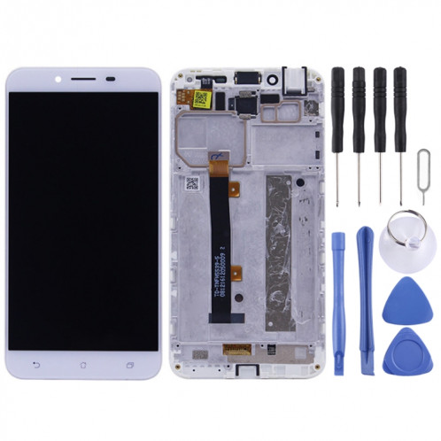 Écran LCD et numériseur complet avec cadre pour Asus Zenfone 3 Max ZC553KL / X00D (blanc) SH522W317-04