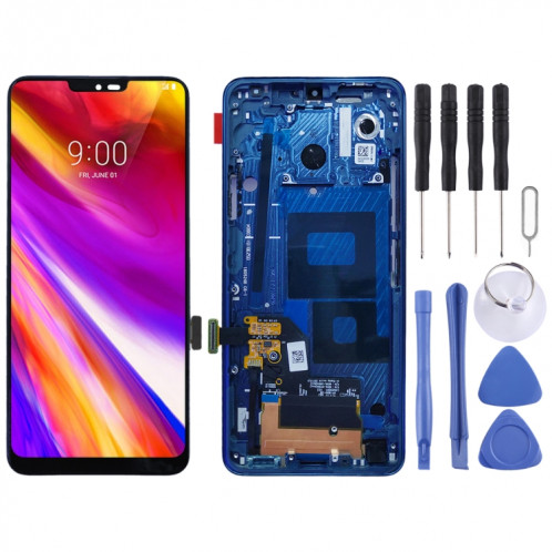 Écran LCD d'origine pour LG G7 ThinQ / G710 G710EM G710PM G710VMP Ensemble complet de numériseur avec cadre (Bleu) SH589L875-06