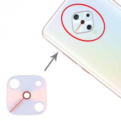 Pour Vivo Y9s 10pcs objectif de caméra arrière (blanc) SH889W1199-04
