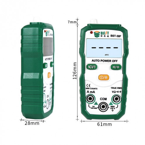 Meilleur multimètre de gamme entièrement automatique BST-58F sans décalage Identification intelligente multimètre numérique ménage Mini Instrument électrique SB79371634-010