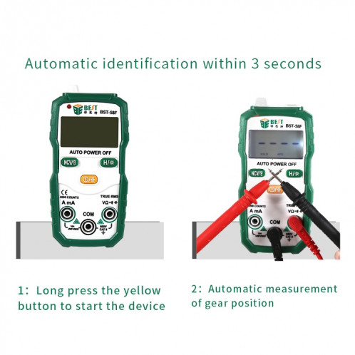 Meilleur multimètre de gamme entièrement automatique BST-58F sans décalage Identification intelligente multimètre numérique ménage Mini Instrument électrique SB79371634-010