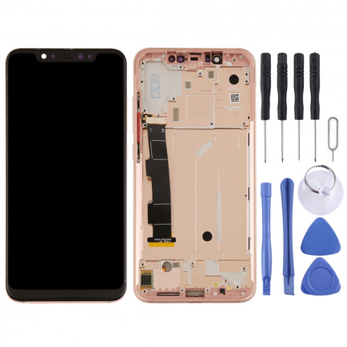 Ecran LCD et numériseur Assemblage complet avec cadre et touches latérales pour Xiaomi Mi 8 (or rose) SH26RG1636-06