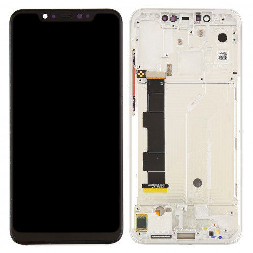 Ecran LCD et numériseur Assemblage complet avec cadre et touches latérales pour Xiaomi Mi 8 (Argent) SH226S1130-06