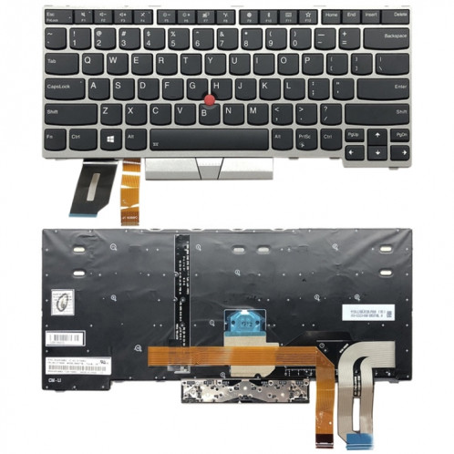 Clavier de rétroéclair américain pour Lenovo Thinkpad E480 L480 L380 Yoga T480S (Silver) SH487S44-03