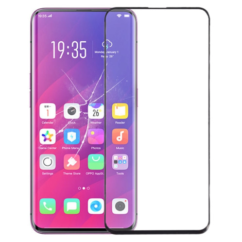 Pour OPPO Find X Lentille en verre extérieure de l'écran avant (noir) SH504B1950-06