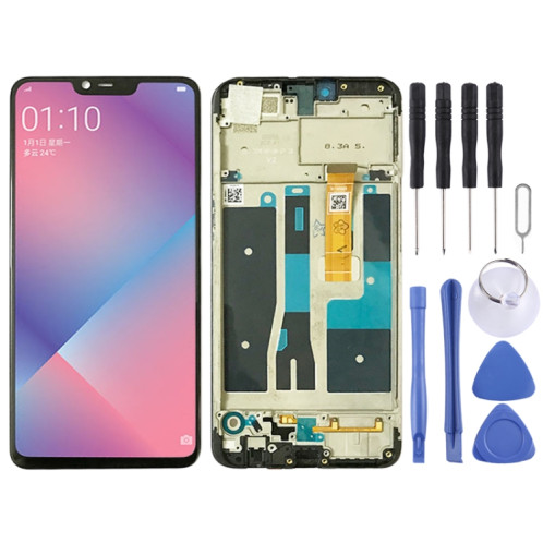 Écran LCD TFT pour OPPO A5 / A3s (version haute) Assemblage complet du numériseur avec cadre (noir) SH564B1754-04