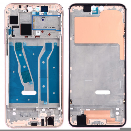 Plaque de cadre avant pour boîtier LCD avec touches latérales pour Huawei Y9 (2019) (rose) SH615F1033-06