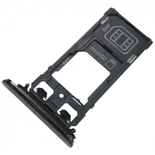 Bac à cartes SIM1 + Bac à cartes SIM2 / Micro SD pour Sony Xperia XZ (Noir) SH693B1013-04