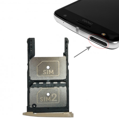 2 Plateau pour carte SIM + Plateau pour carte Micro SD pour Motorola Moto Z Play (Or) SH710J280-06