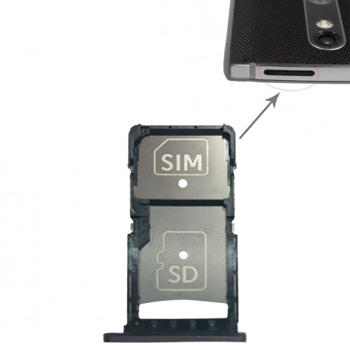 Bac à carte SIM + bac à carte Micro SD pour Motorola Droid Turbo 2 / XT1585 (Gris) SH796H612-01