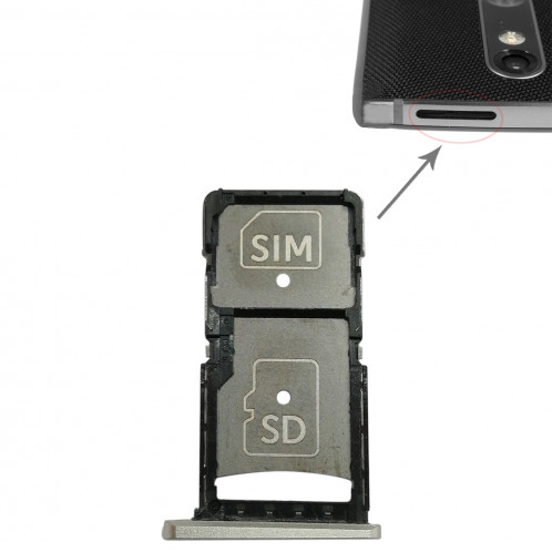 Bac à carte SIM + bac à carte Micro SD pour Motorola Droid Turbo 2 / XT1585 (Or) SH796J1423-04