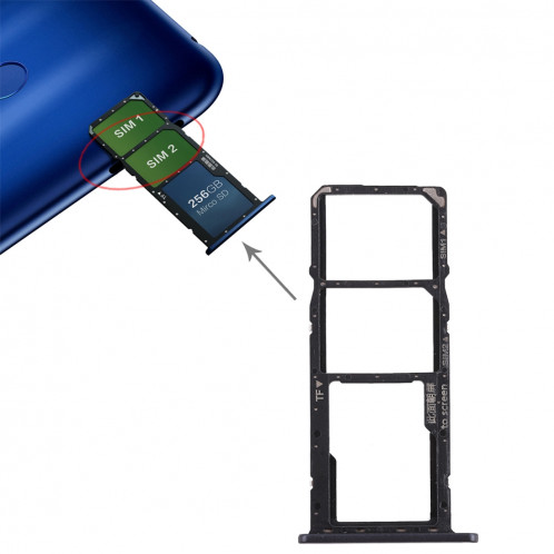 Plateau pour carte SIM + Plateau pour carte Micro SD pour Huawei Honor 8C (Noir) SH621B384-05
