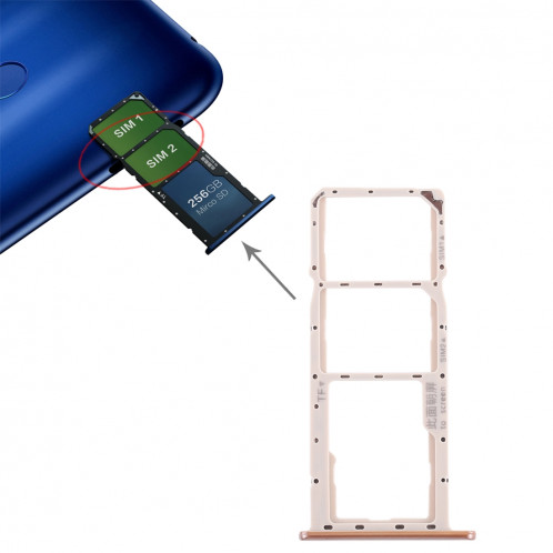 Plateau à cartes SIM + Plateau à cartes Micro SD pour Huawei Honor 8C (Or) SH621J629-05