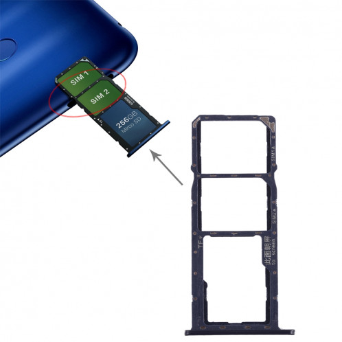 Plateau pour carte SIM + Plateau pour carte Micro SD pour Huawei Honor 8C (Bleu) SH621L646-05
