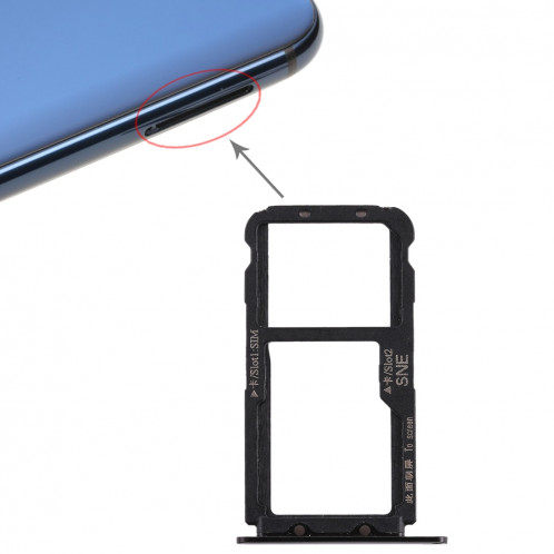 Bac à cartes SIM pour Huawei Mate 20 Lite / Maimang 7 (Noir) SH628B1979-05