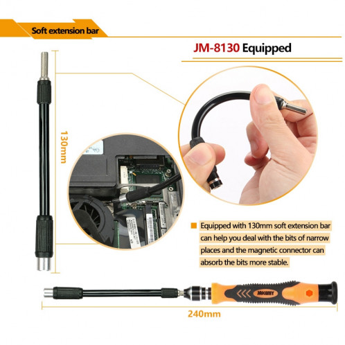 JAKEMY JM-8130 Jeu de tournevis de précision magnétiques interchangeables 45 en 1 SJ99641439-011