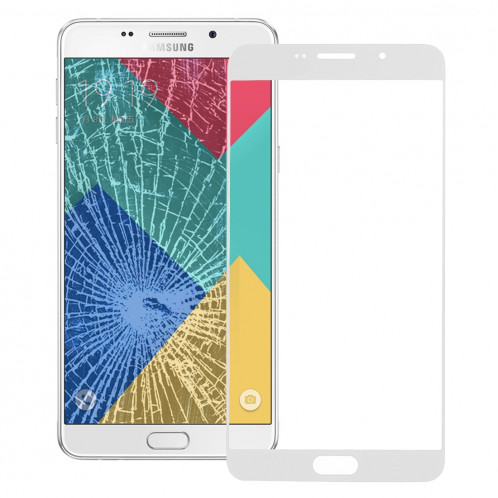 iPartsAcheter pour Samsung Galaxy A9 (2016) / A900 Lentille extérieure en verre d'écran avant (blanc) SI04WL38-08