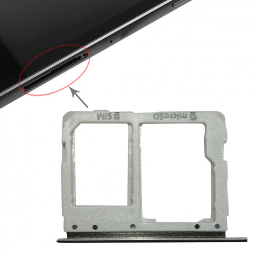 Bac à carte SIM + bac à carte Micro SD pour Galaxy Tab S3 9.7 / T825 (version 3G) (Noir) SH354B768-05