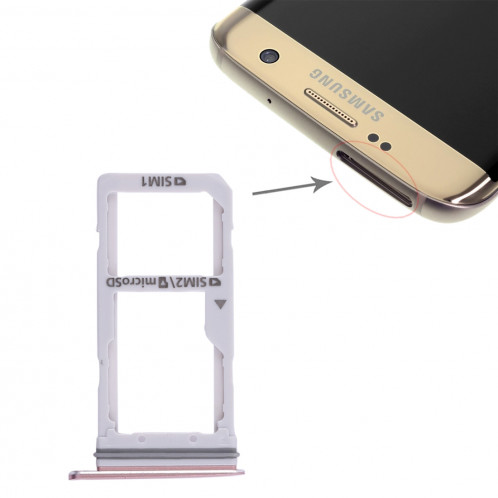 2 Plateau de carte SIM / Micro SD Plateau pour Galaxy S7 Edge (rose) SH450F1144-06