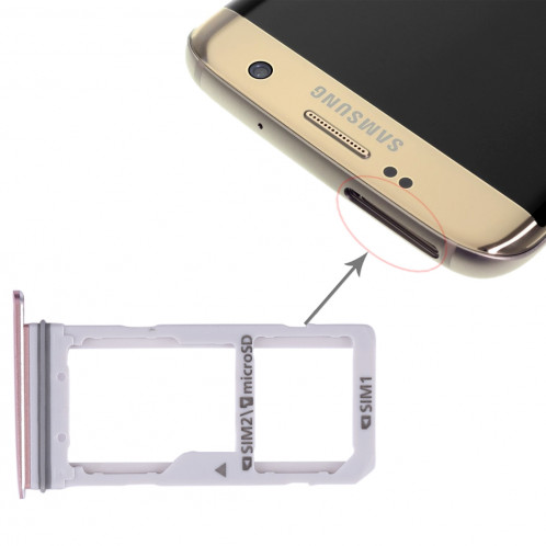 2 Plateau de carte SIM / Micro SD Plateau pour Galaxy S7 Edge (rose) SH450F1144-06