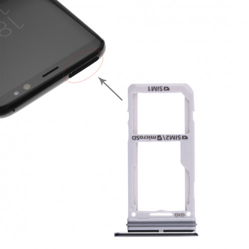 2 Plateau carte SIM / Micro SD Plateau pour Galaxy S8 / S8 + (Noir) SH451B1430-06