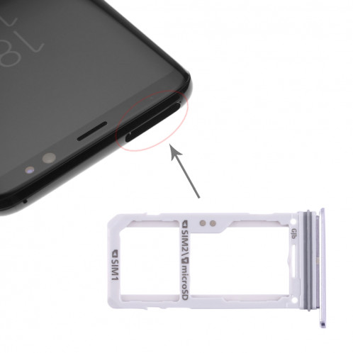 2 Plateau de carte SIM / Micro SD Plateau pour Galaxy S8 / S8 + (Gris) SH451H1538-06