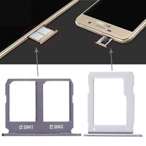 2 Plateau de carte SIM + Micro SD Card Plateau pour Galaxy A9100 / A9 (2016) (Noir) SH456B391-06