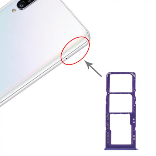 Pour Samsung Galaxy A30s Plateau de carte SIM + Plateau de carte SIM + Plateau de carte Micro SD (Bleu) SH508L1996-04