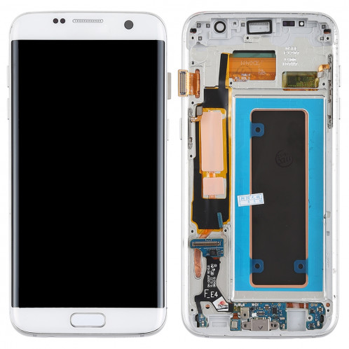 Ecran LCD et assemblage complet du numériseur (matériau Oled) (avec cadre / port de charge Câble flexible / bouton d'alimentation Câble flexible / Bouton volume pour câble) pour Galaxy S7 Edge / G935F / G935FD SH89WL1600-06