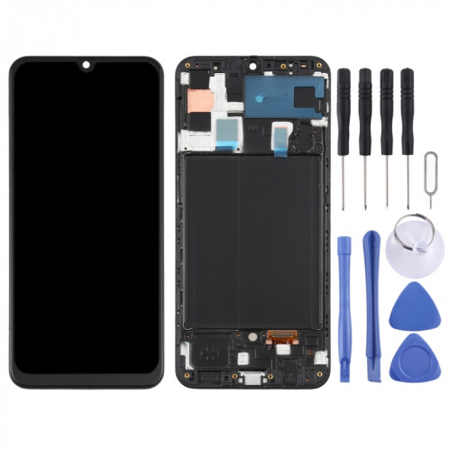 Écran LCD Super AMOLED d'origine pour Galaxy A50 Digitizer Assemblage complet avec cadre (Noir) SH229B1082-06