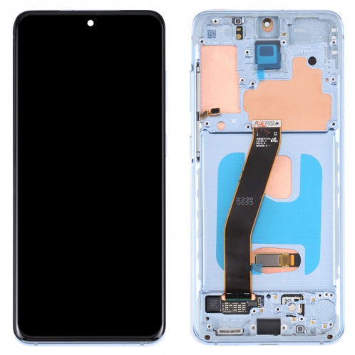 Écran LCD AMOLED dynamique d'origine pour Samsung Galaxy S20 4G SM-G980 Assemblage complet du numériseur avec cadre (Bleu) SH429L1425-05