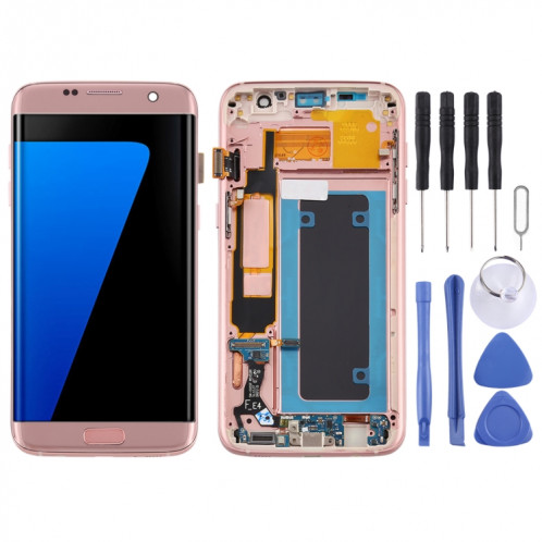 Écran LCD OLED pour Samsung Galaxy S7 Edge / SM-G935F Assemblage complet du numériseur avec cadre (Rose) SH72FL1421-06