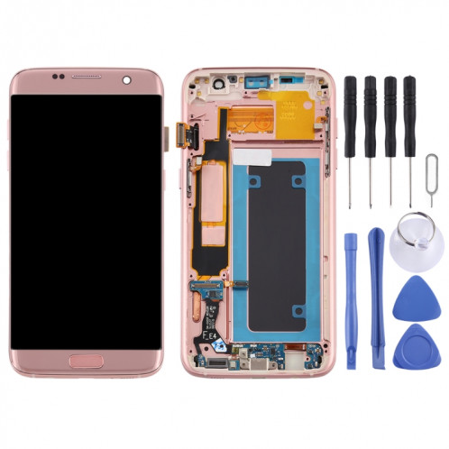 Écran LCD OLED pour Samsung Galaxy S7 Edge / SM-G935F Assemblage complet du numériseur avec cadre (Rose) SH72FL1421-06