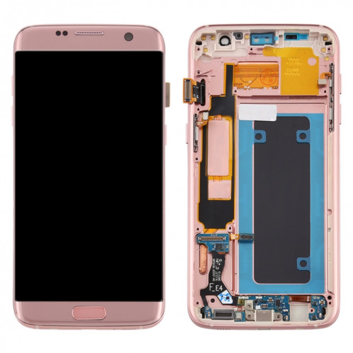 Écran LCD OLED pour Samsung Galaxy S7 Edge / SM-G935F Assemblage complet du numériseur avec cadre (Rose) SH72FL1421-06