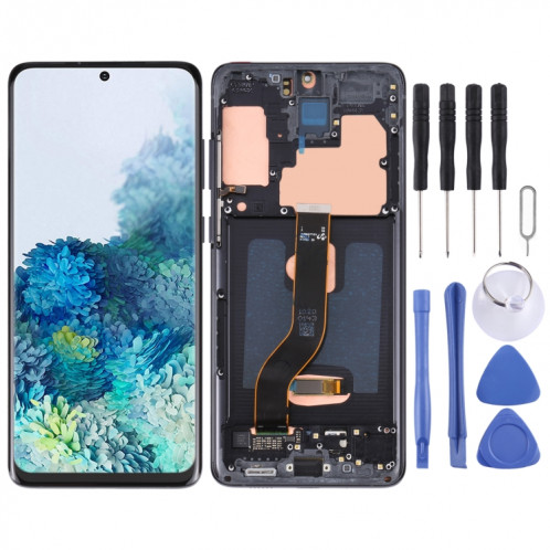 Écran LCD Super AMOLED d'origine pour Samsung Galaxy S20+ 5G SM-G986B/G985 Assemblage complet du numériseur avec cadre (Noir) SH795B93-05