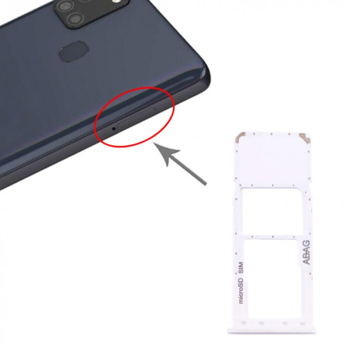 Pour Samsung Galaxy A21s Plateau de carte SIM + Plateau de carte Micro SD (Blanc) SH805W1377-04