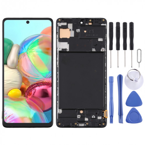 Écran LCD en matériau TFT et ensemble complet de numériseur avec cadre (ne prenant pas en charge l'identification des empreintes digitales) pour Samsung Galaxy A71 / SM-A715 (noir) SH875B1323-06