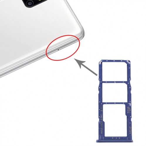 Pour Samsung Galaxy M51 SM-M515 Plateau de carte SIM + Plateau de carte SIM + Plateau de carte Micro SD (Bleu) SH985L261-04