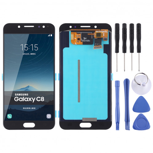 Ecran LCD et Digitizer Full Assembly (Matériau OLED) pour Galaxy C8 (Noir) SH03BL714-06