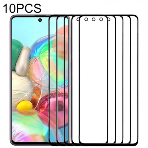 Pour Samsung Galaxy A71 10pcs Lentille en verre extérieure de l'écran avant (Noir) SH500B24-06