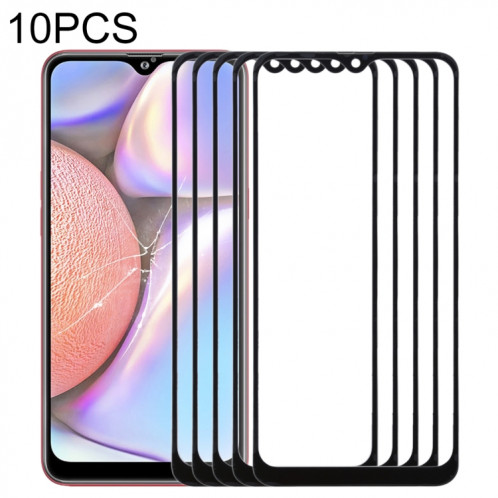 Pour Samsung Galaxy A10s 10pcs lentille extérieure en verre pour écran avant (noir) SH504B1883-06