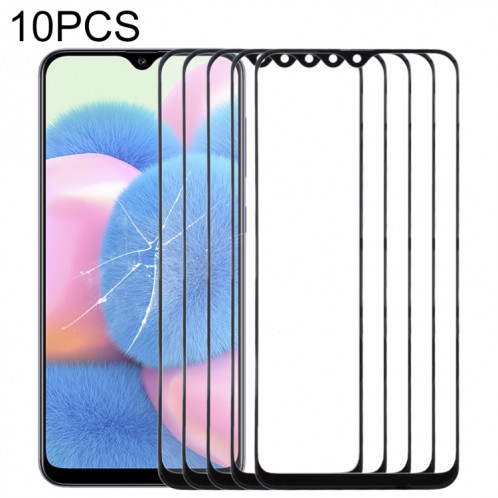 Pour Samsung Galaxy A30s 10pcs Lentille en verre extérieure de l'écran avant (Noir) SH505B81-06