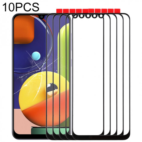 Pour Samsung Galaxy A50s 10pcs Lentille en verre extérieure de l'écran avant (Noir) SH507B1866-06
