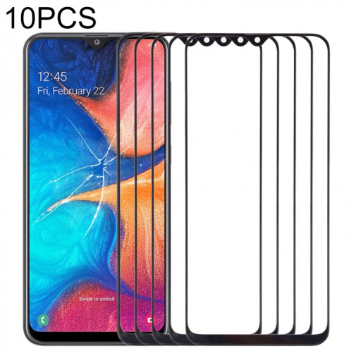 Pour Samsung Galaxy A20 10pcs Lentille en verre extérieure de l'écran avant (Noir) SH512B362-06