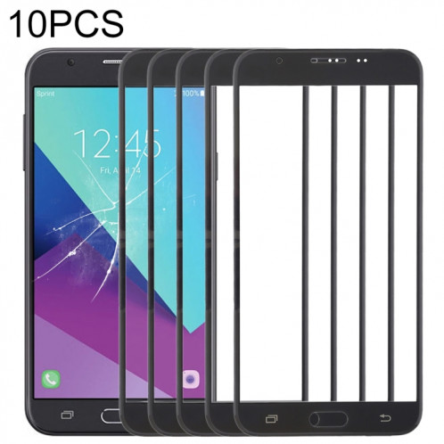 Pour Samsung Galaxy J7 V / J727V / J727P 10pcs Lentille en verre extérieure de l'écran avant (Noir) SH23BL780-06