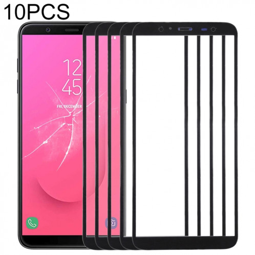 Pour Samsung Galaxy J8, J810F/DS, J810Y/DS, J810G/DS 10pcs lentille extérieure en verre d'écran avant (noir) SH538B1399-06