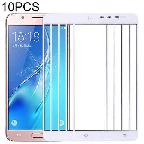 Pour Samsung Galaxy J7 Max 10pcs Lentille en verre extérieure de l'écran avant (Blanc) SH45WL1096-06