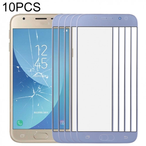 Pour Samsung Galaxy J3 (2017) / J330 10pcs Lentille en verre extérieure de l'écran avant (Bleu) SH53LL1028-06