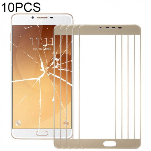 Pour Samsung Galaxy C9 Pro / C900 10pcs Lentille en verre extérieure de l'écran avant (Or) SH55JL538-06